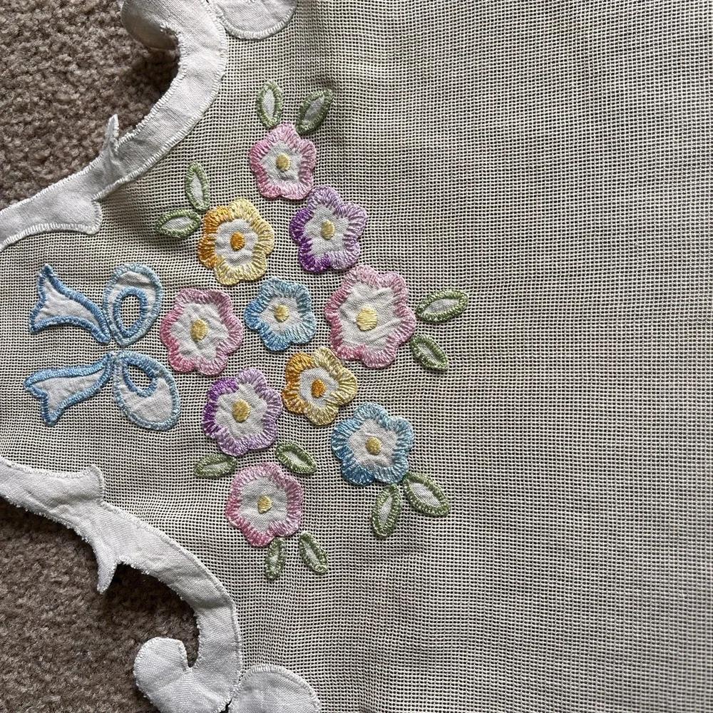 Embroidered Doily Runner Dresser Scarf Multi Colored Very‎ Pretty Vintage 1930's